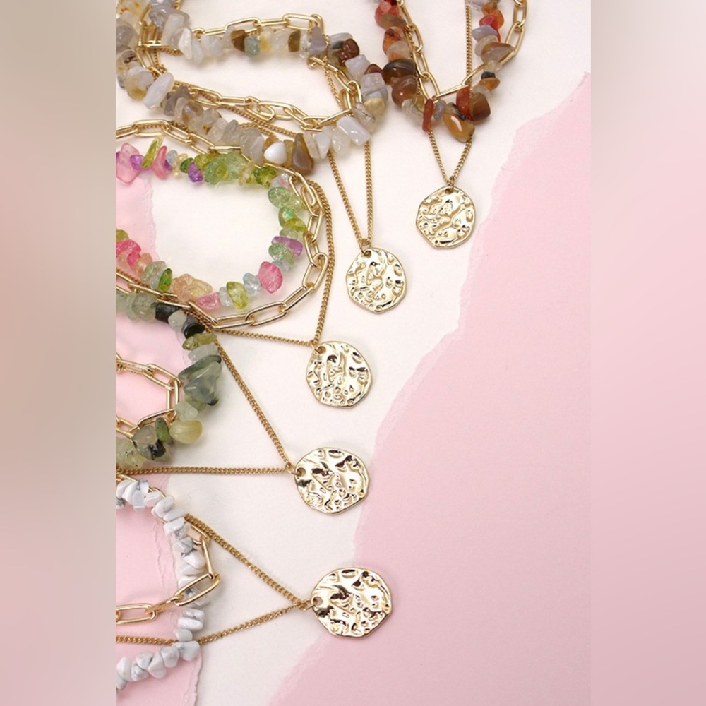 Precious natural stone layered necklace - Picture 5 of 6